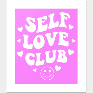 Self Love Club Aesthetic Words - Anti Valentines Day White Posters and Art